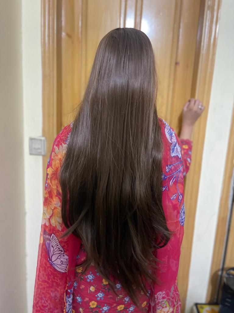 Luxe Crown Full-Head Wig showing hair colour, part and finished length