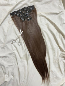 Royal Length 18-Clip Hair Extension Set showing hair colour, texture and attachment detail