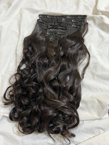 Royal Length 18-Clip Hair Extension Set showing hair colour, texture and attachment detail