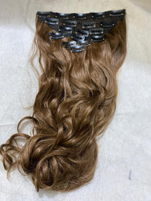 Royal Length 18-Clip Hair Extension Set showing hair colour, texture and attachment detail