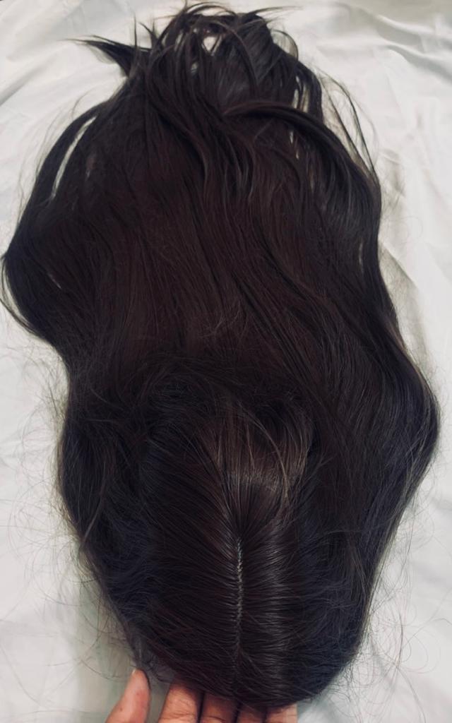 Luxe Crown Full-Head Wig showing hair colour, part and finished length