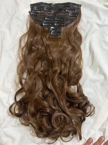 Royal Length 18-Clip Hair Extension Set showing hair colour, texture and attachment detail