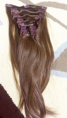 Royal Length 18-Clip Hair Extension Set showing hair colour, texture and attachment detail