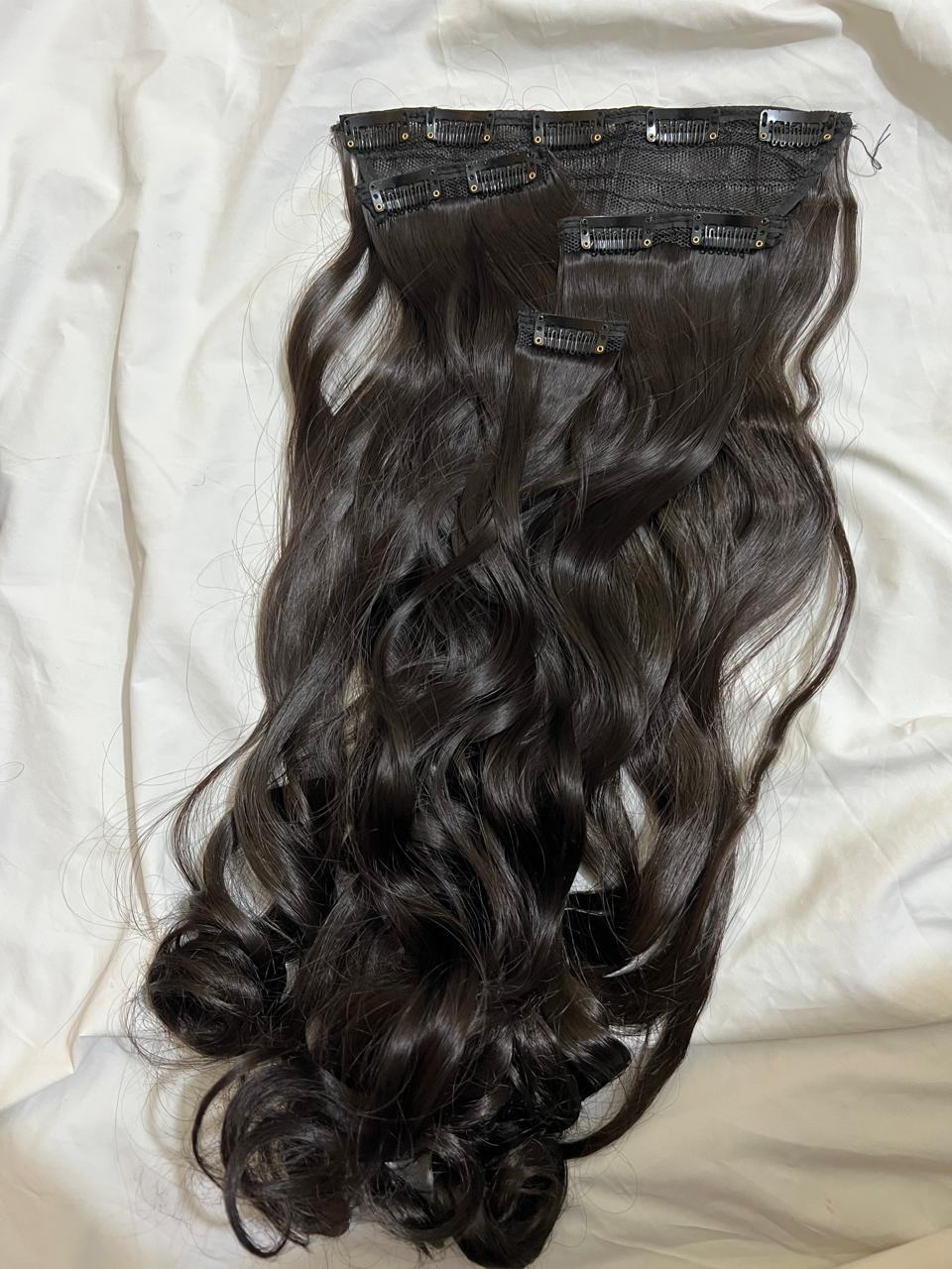 Essential Luxe 10-Clip Hair Extension Set showing hair colour, texture and attachment detail