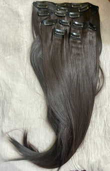Royal Length 18-Clip Hair Extension Set showing hair colour, texture and attachment detail