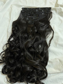 Royal Length 18-Clip Hair Extension Set showing hair colour, texture and attachment detail