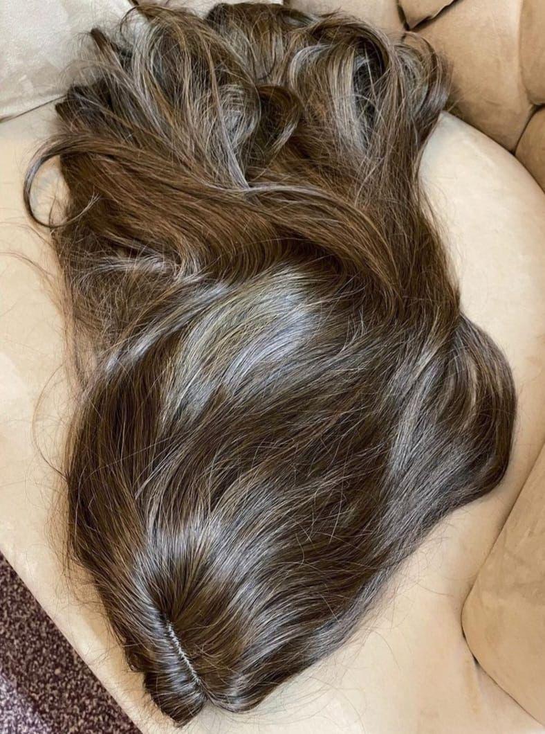 Luxe Crown Full-Head Wig showing hair colour, part and finished length