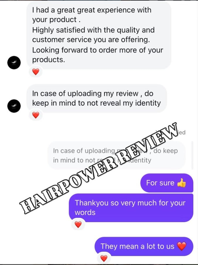 Customer feedback screenshot shared by Hair Powered
