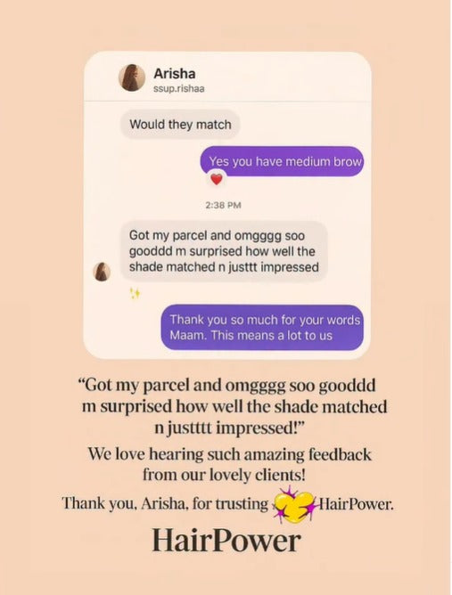 Customer feedback screenshot shared by Hair Powered