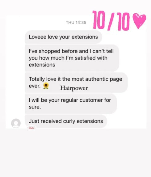 Customer feedback screenshot shared by Hair Powered