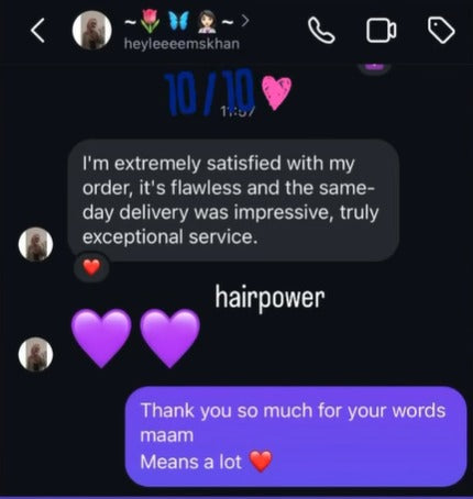 Customer feedback screenshot shared by Hair Powered
