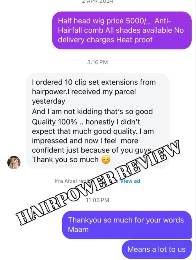 Customer feedback screenshot shared by Hair Powered